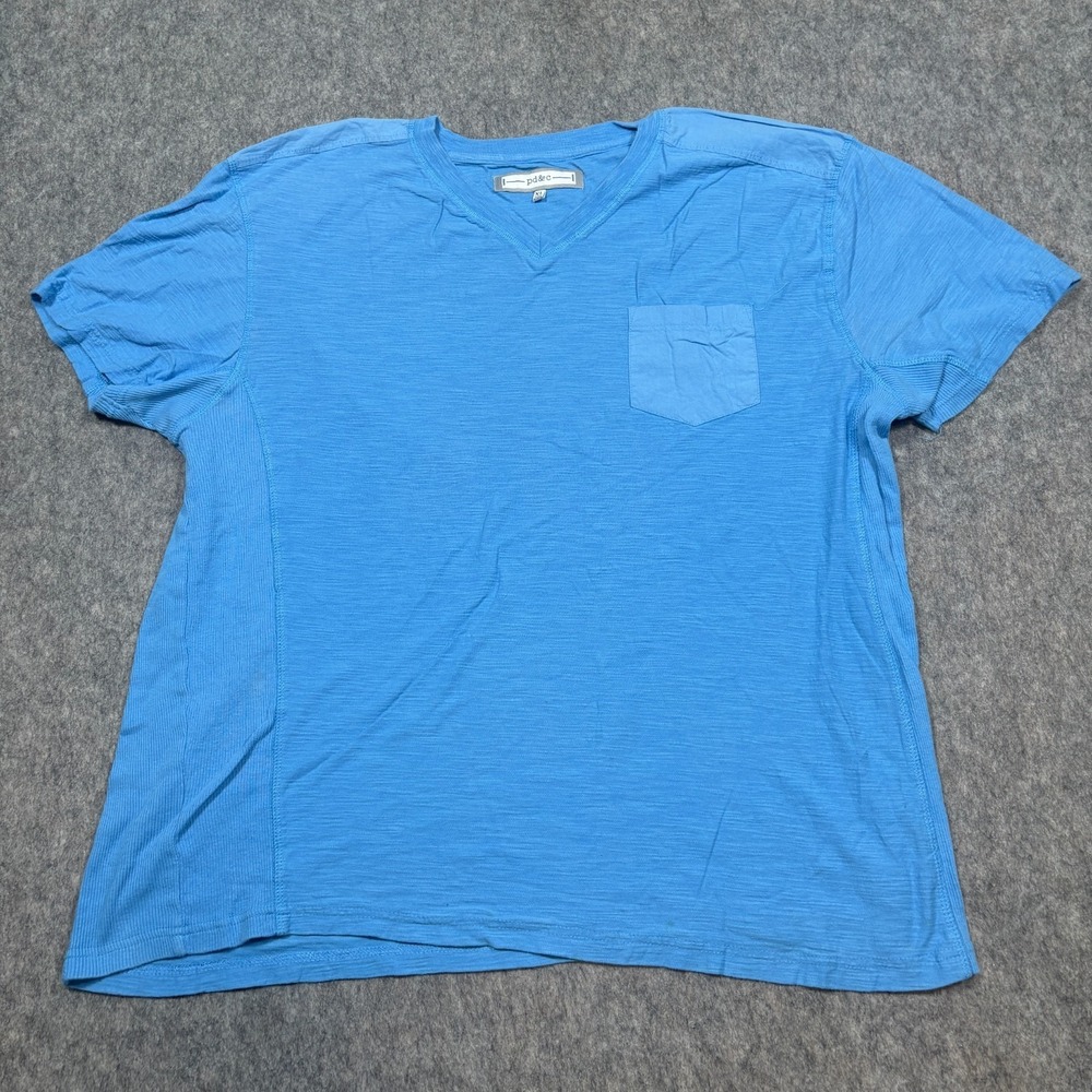 Pd&C Tee Women's Size XL Aqua Blue V-Neck Top Short Sleeve Front Pocket‎ T-Shirt